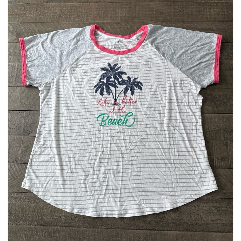 Cuddlduds‎ Women's "Life is better at the beach" short sleeve pajama top size XL